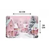 Kerstdorp - Roze - Winter - Sneeuw - Huizen Placemat vinyl groot -specs