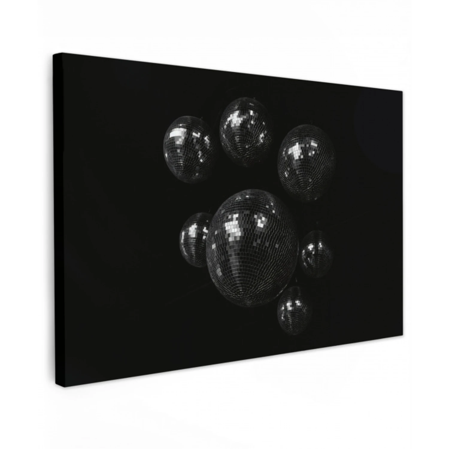 Discoballen - Minimalistisch - Zwart Tuinposter op houten frame 2 cm dik klein -3d