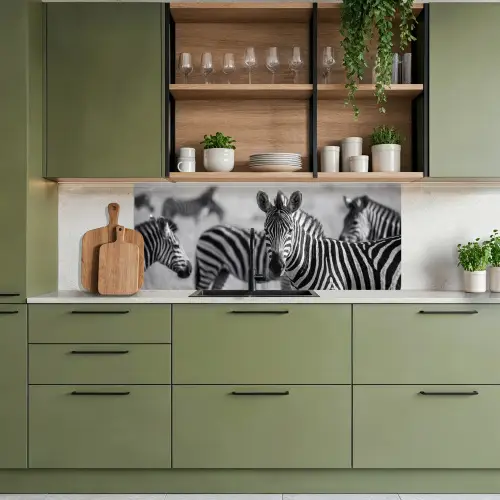 Zebra's - Zwart - Wit keuken achterwand 2 middel -sfeer3