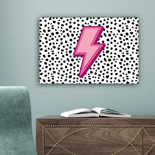 Bliksem - Roze - Stippen canvas 2cm klein -sfeer4