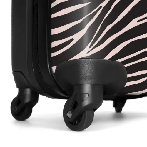 Zebra strepenmotief op zachtroze NBS - Handbagage koffer - Kinderen Unisex middel -wiel