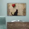 Street art - Kat - Ballon - Graffiti - Banksy canvas 2cm klein -sfeer4