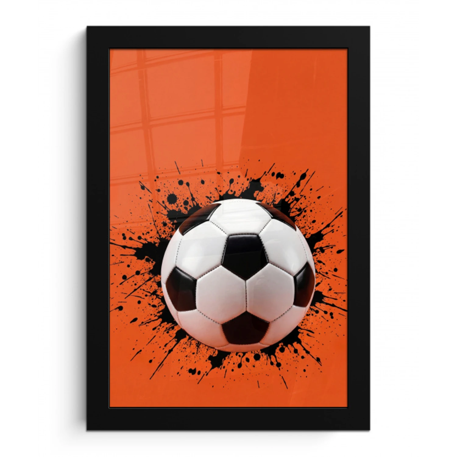 Voetbal - Verf - Sport - Oranje fotolijst zwart zonder passe partout klein -3d