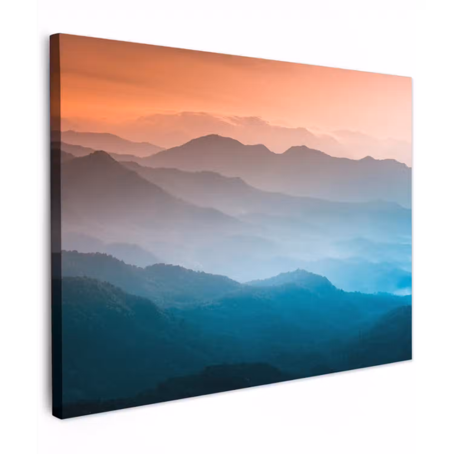 Canvas schilderij - Bergen - Zon - Oranje - Natuur