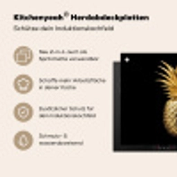 Ananas - Zwart - Goud - Luxe Inductie beschermer vinyl 3mm middel -zzzzzzusp-haakje_DE
