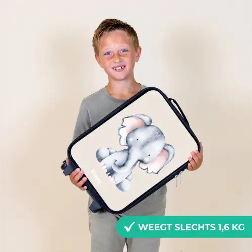 Olifant tekening tegen een beige achtergrond Kinderkoffer - Zwart klein -sfeer4_NL