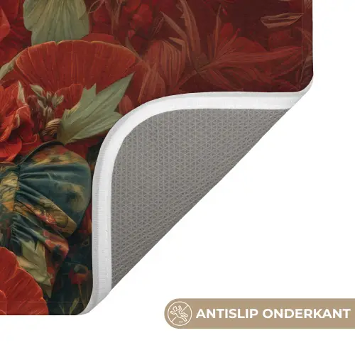 Bloemen - Dieprood - Zonnebril - Vrouw Badmat klein -USP_AntislipNL