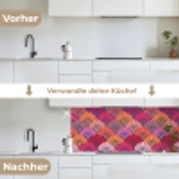 Patronen - Art Deco - Roze - Bloemen keuken achterwand 2 middel 871 -voor-na_DE