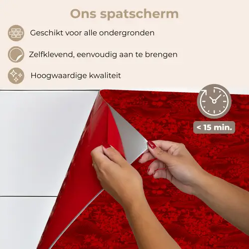 Rood - Patroon - Bloemen keuken achterwand spatscherm klein 900 -spatscherm_NL