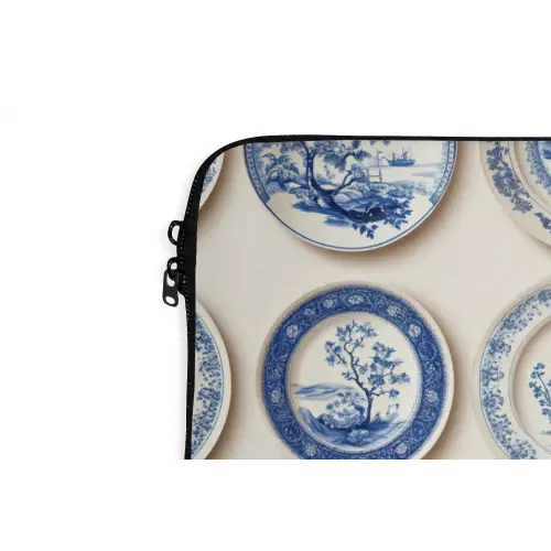 Borden - Bomen - Planten - Blauw laptophoes neopreen klein 279 -detail