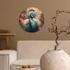 Pauw - Vogel - Bloemen - Planten - Pauwenveren Wandcirkel behangsticker klein -sfeer1