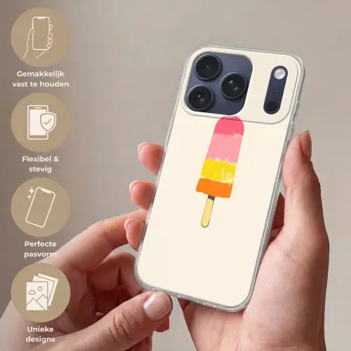 Waterijsje - Retro - Stokje - Roze Telefoonhoesje iPhone 17 Pro klein -sfeer3_NL