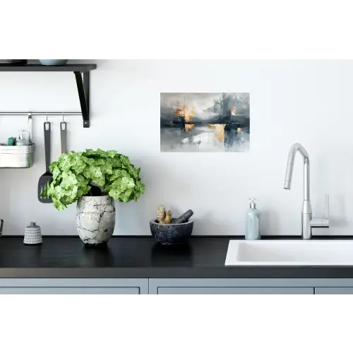 Kunst - Grijs - Goud - Abstract Muursticker klein -keuken