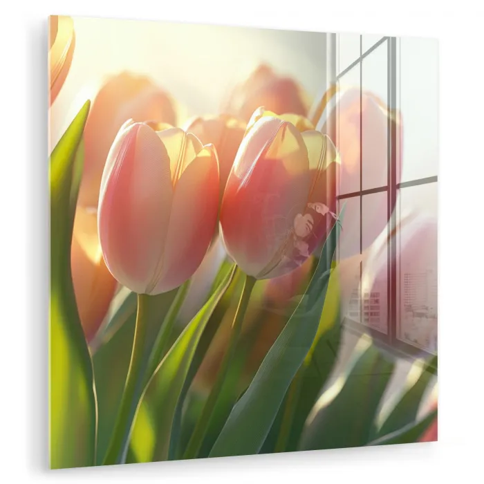 Tulpen - Roze - Zonnestralen plexiglas 5mm klein -zzzproduct_nieuw