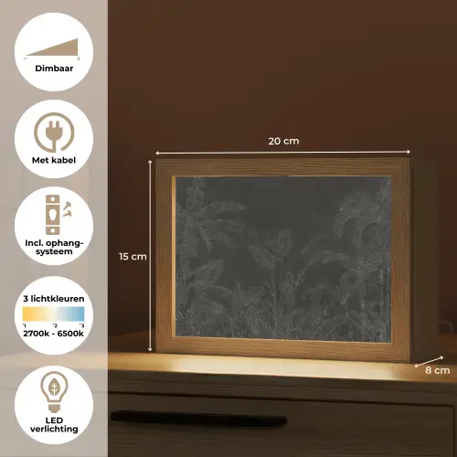 Beton - Patroon - Zwart Light Box met kabel (Tafellamp) klein -USP_NL