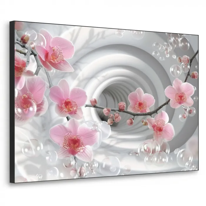 Bloemen - Tunnel - Abstact - 3D effect Textielframe zwart klein -3d