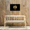 Aardbei - Goud - Zwart - Chrome Tuinposter op houten frame 2 cm dik klein -sfeer4