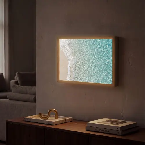 Kust - Zand - Blauw Light Box met batterij (Wandlamp) middel -sfeer1