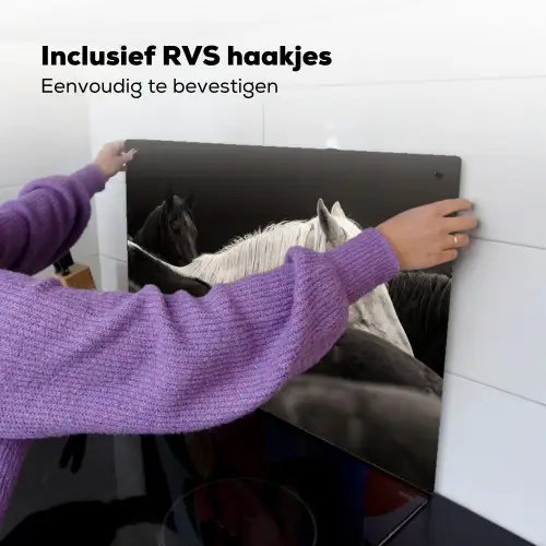 Paarden - Zwart - Wit - Kudde Inductie beschemer met haakjes klein -ky-ophangen-nl
