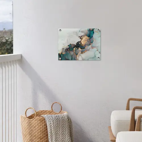 Blauw - Marmer - Goud tuinposter los doek klein -sfeer8