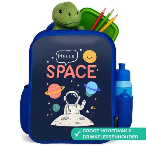 Astronaut - Ruimte - Planeten Kinderrugzak - Blauw middel -inhoud_NL