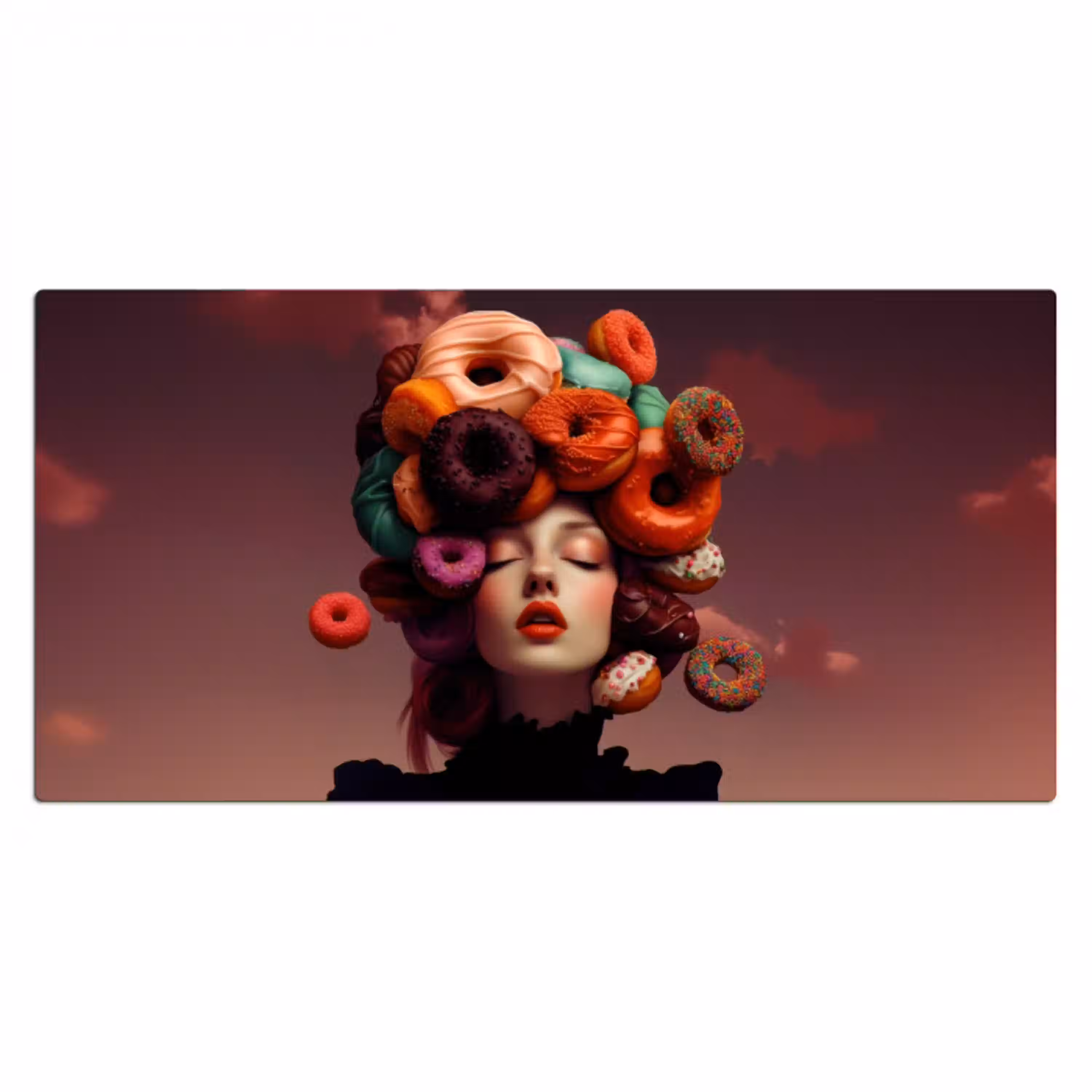Vrouw - Donuts - Kleurrijk Muismat XXL klein -3d_leeg