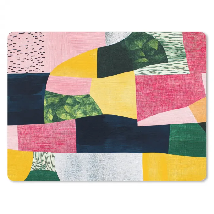 Abstract - Roze - Lappen - Vormen - Geel muismat rubber klein -3d