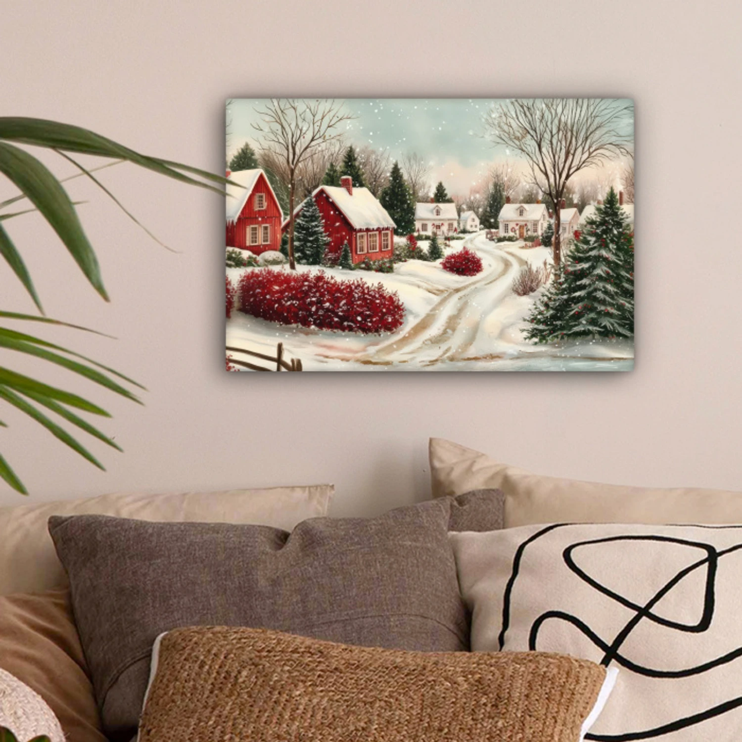 Kerstsfeer - Landelijk - Rood canvas 2cm klein -sfeer1