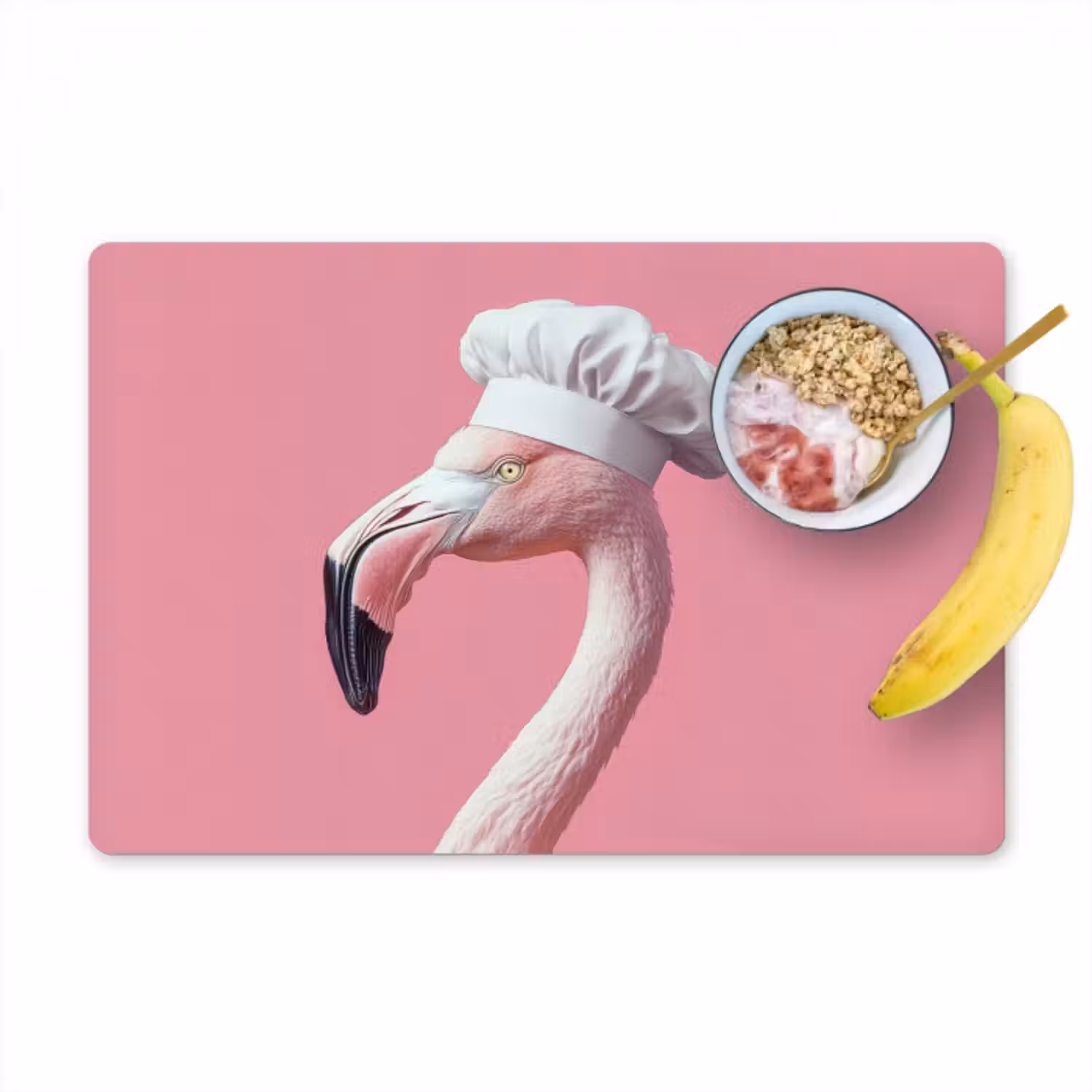 Tischset - 6 Stück - Flamingo - Rosa - Kochmütze - Vogel