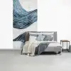 Lijnen - Golven - Abstract - Blauw fotobehang vinyl groot -slaapkamer