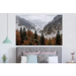 Bergen - Vallei - Mist - Herfst - Natuur forex 5mm xxl -slaapkamer