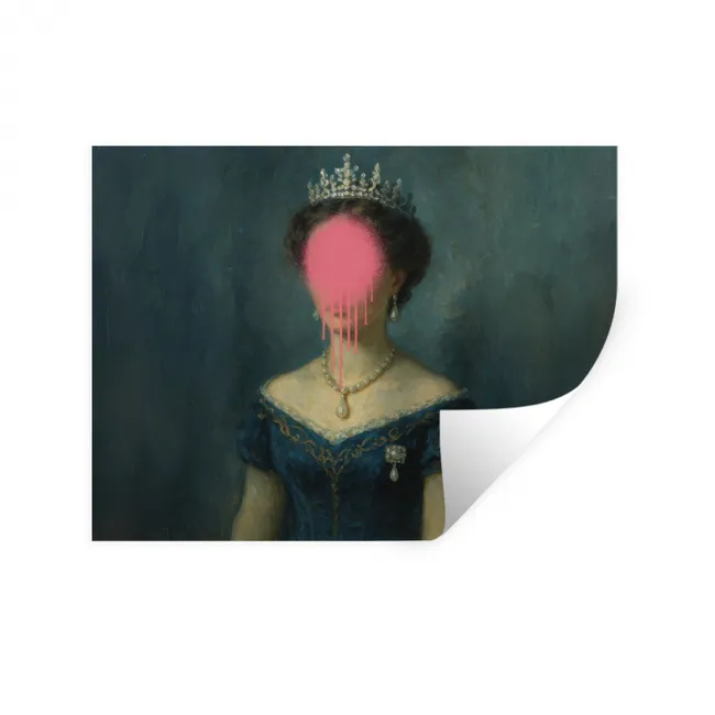 Muursticker - Kroon - Roze druipend verf - Portret