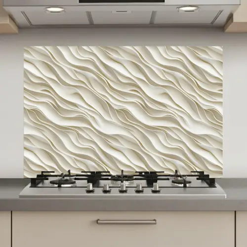 Golven - Wit - Minimalistisch keuken achterwand spatscherm klein 900 -3d_website