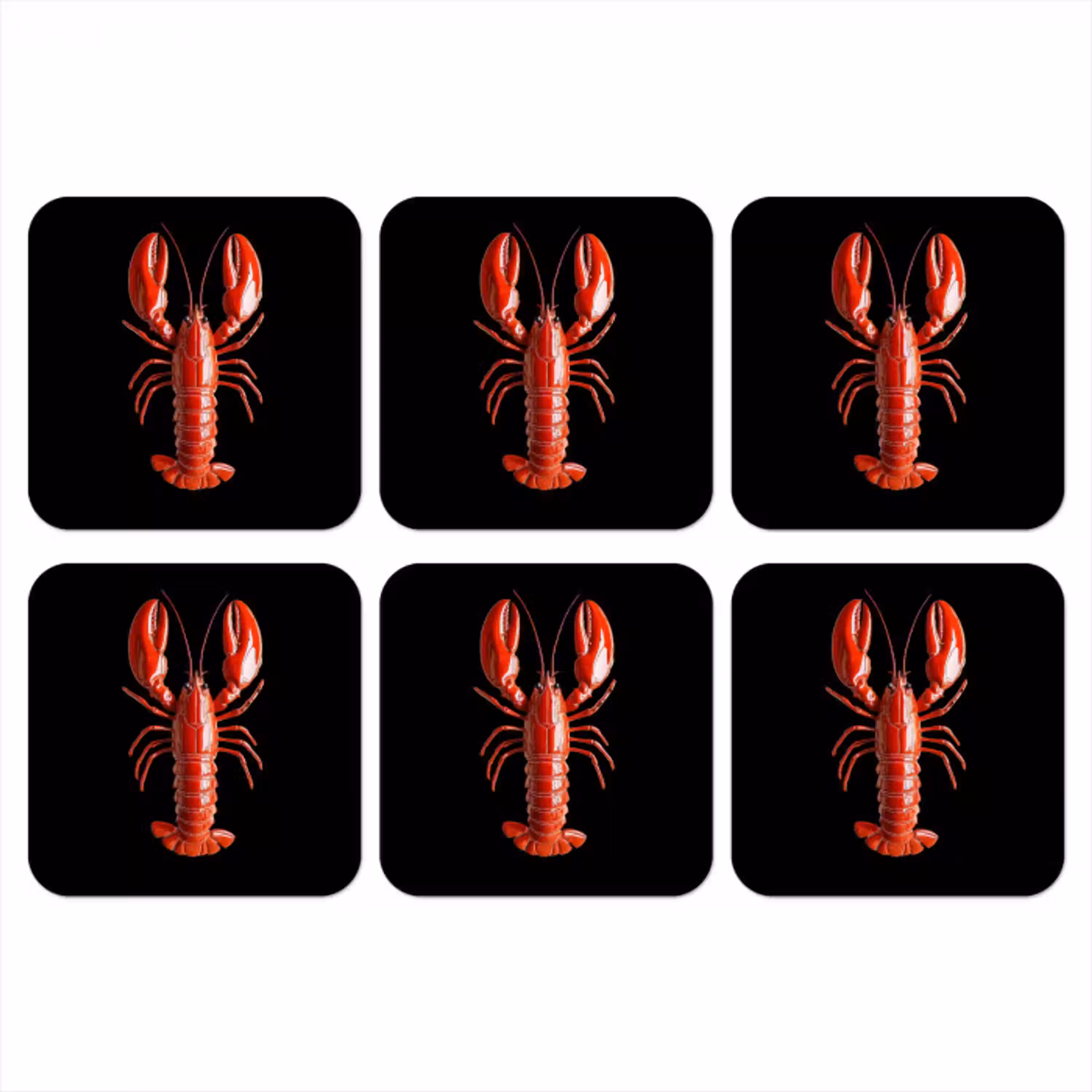 Kreeft - Glossier Rood - Zwart onderzetter kurk middel -3d