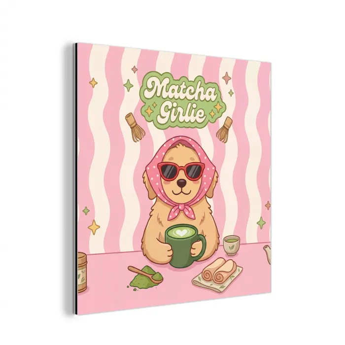Matcha - Hond - Roze - Groen aluminium wit klein -3d