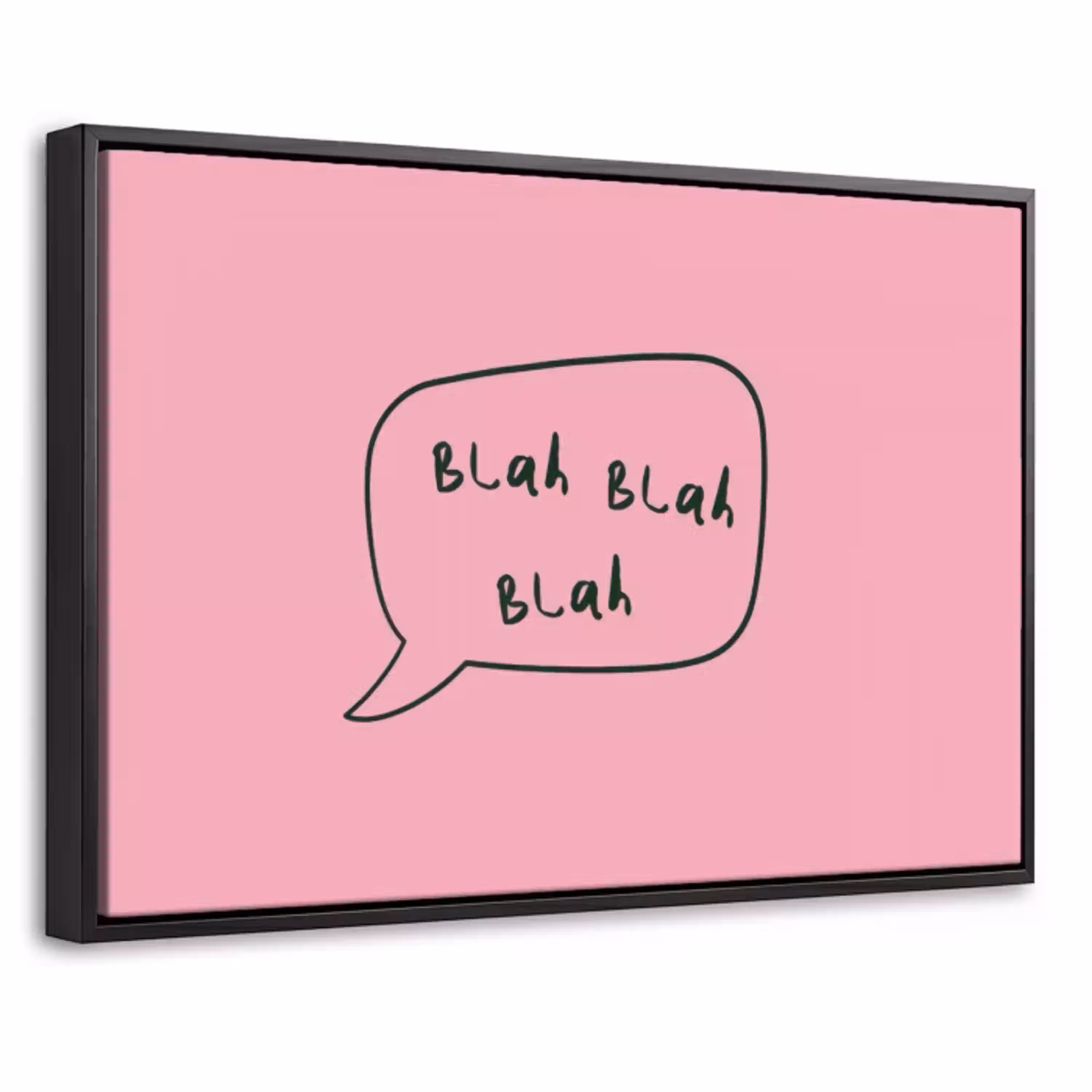Tekstwolkje - BLAH BLAH BLAH - Roze Canvas met baklijst klein -threedimensional_3d_global