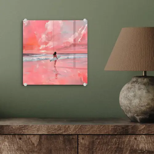 Roze - Surfen - Zee plexiglas 5mm klein -sfeer3