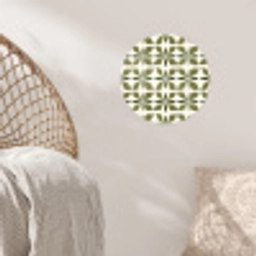 Botanisch - Retro - Groen Wandcirkel behangsticker klein 186 -sfeer4