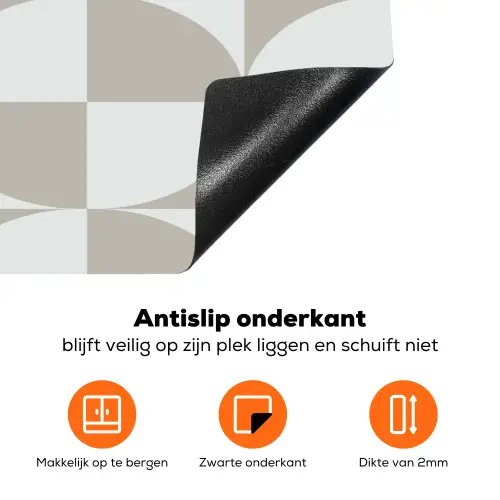 Lichtgrijs - Wit - Vierkant - Rond Inductie beschermer vinyl 3mm klein 276 -zzzzzzz-td-onderkant