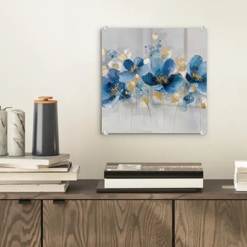 Bloemen - Blauw - Abstract plexiglas 5mm klein -sfeer1