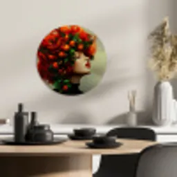 Vrouw - Appels - Rood - Bladeren KitchenYeah - Keuken - Wandcirkel Forex klein -sfeer2