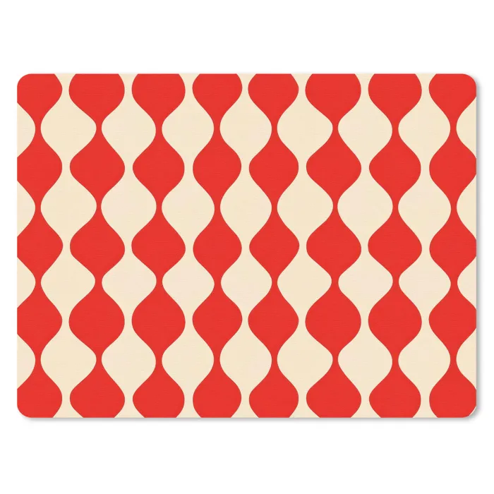 Golvend patroon - Retro - Rood - Beige muismat rubber klein 262 -3d