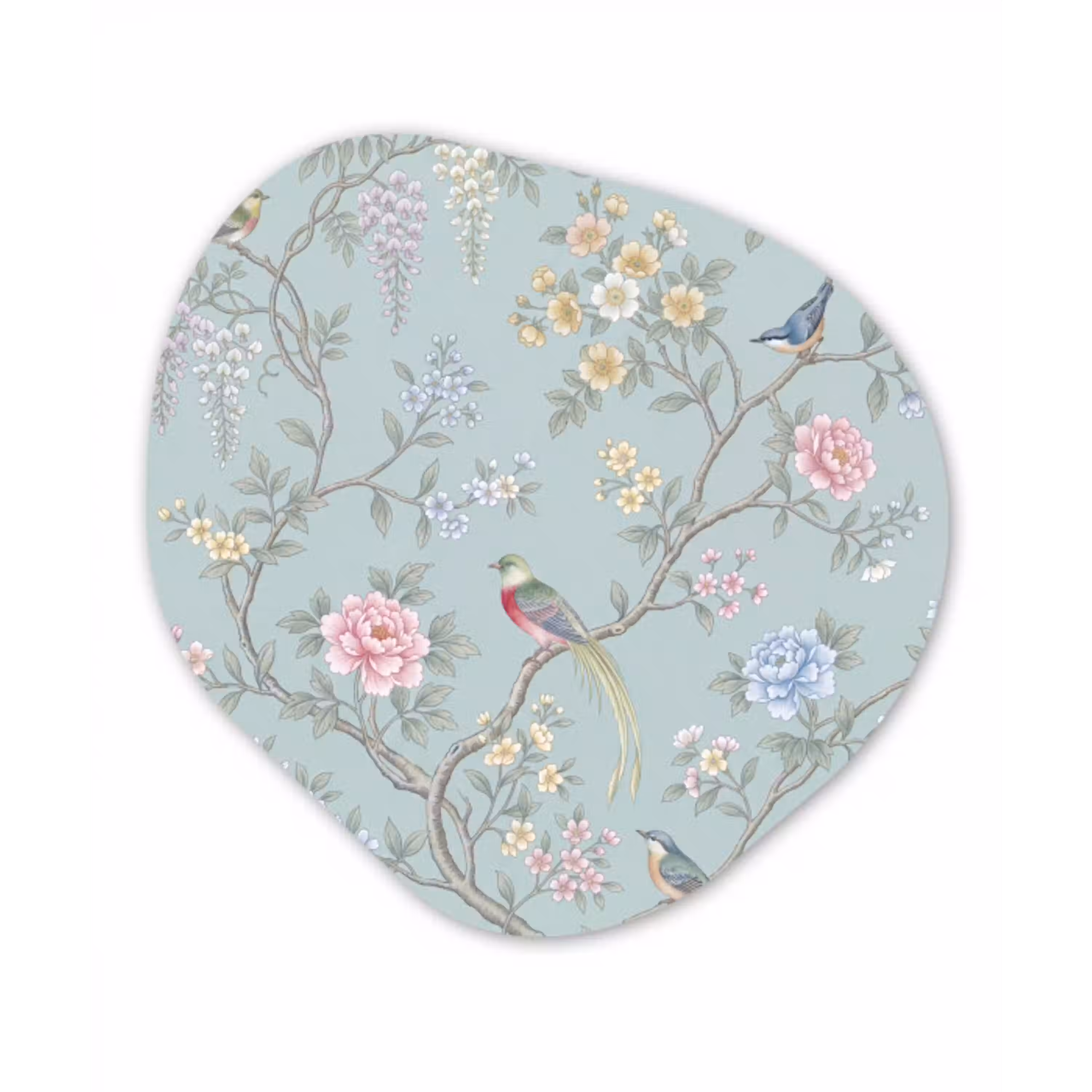 Vogel - Bloemen - Kleurrijk Wandcirkel Organisch Forex 3mm klein -3d