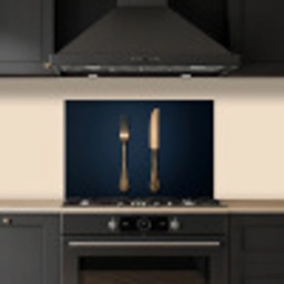 Bestek - Donkerblauw - Goud keuken achterwand spatscherm klein -sfeer1