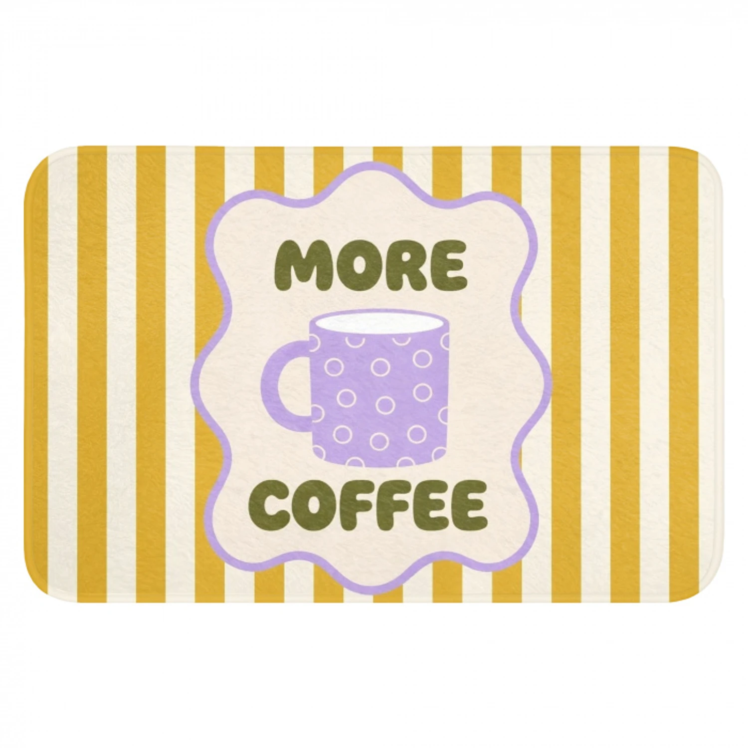 More coffee - Geel - Paars - Strepen - Mok Badmat klein -3d