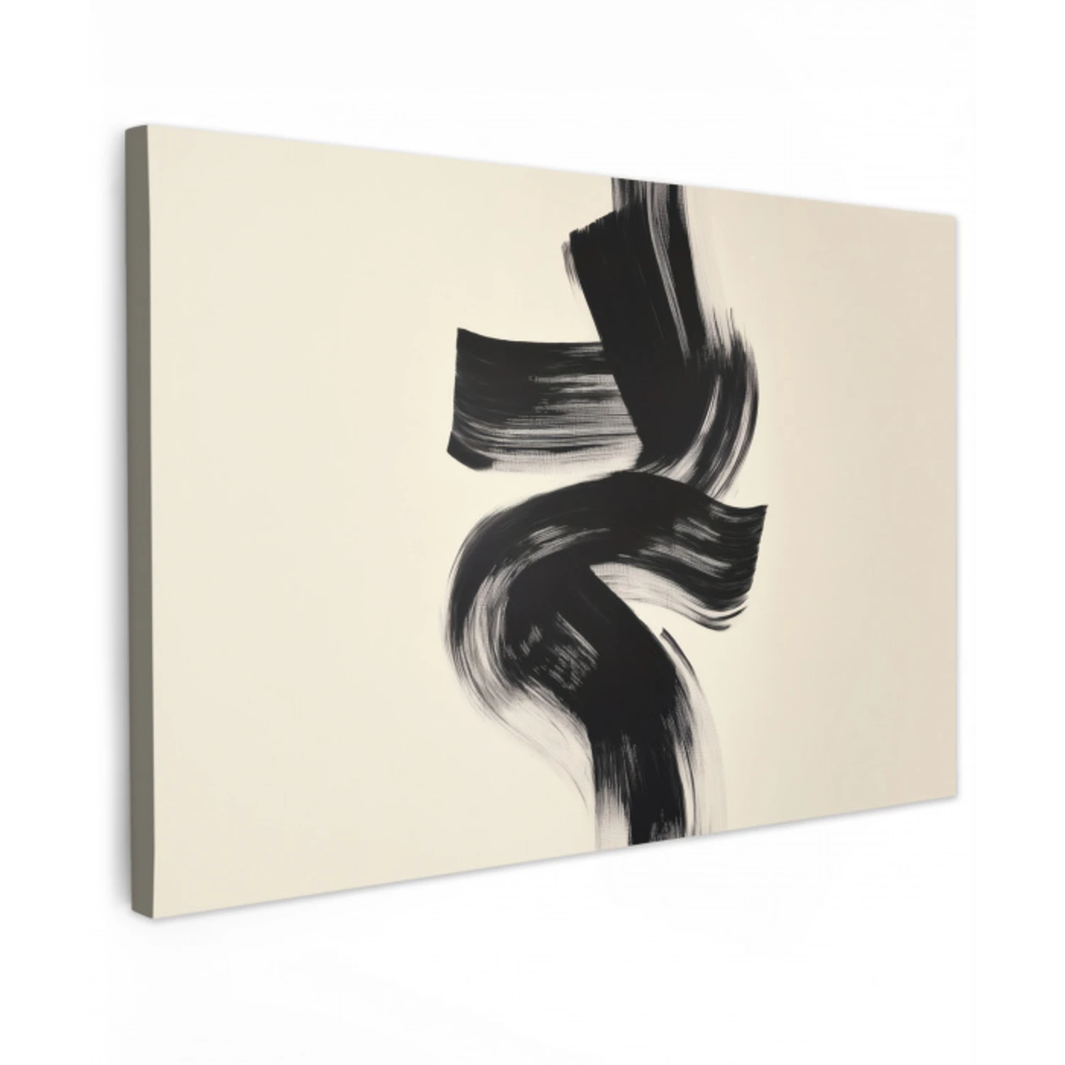 Strepen - Zwart - Abstract Tuinposter op houten frame 2 cm dik klein -3d