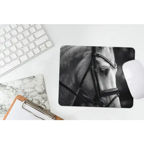 Paard - Schimmel - Portret muismat rubber klein -witbureau
