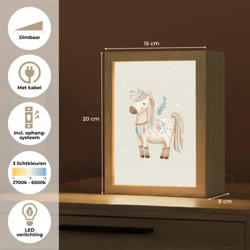 Bohemian - Paard - Beige Light Box met kabel klein -USP_NL