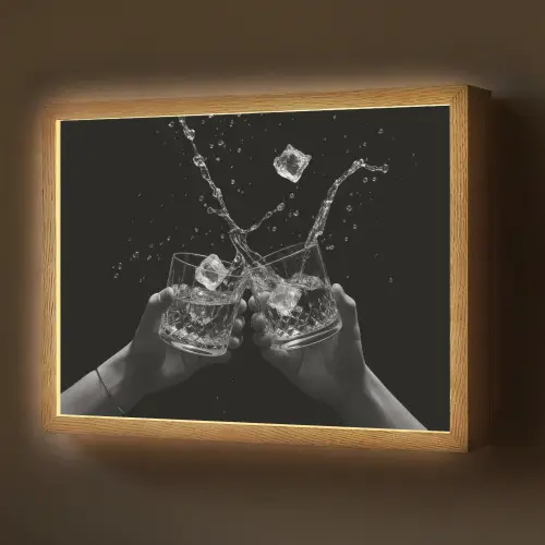 Whiskyglazen - Ijs - Spetters - Zwart Light Box met batterij (Wandlamp) middel -z3d_website