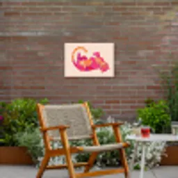 Tijger - Roze - Oranje Tuinposter op houten frame 2 cm dik klein -sfeer3